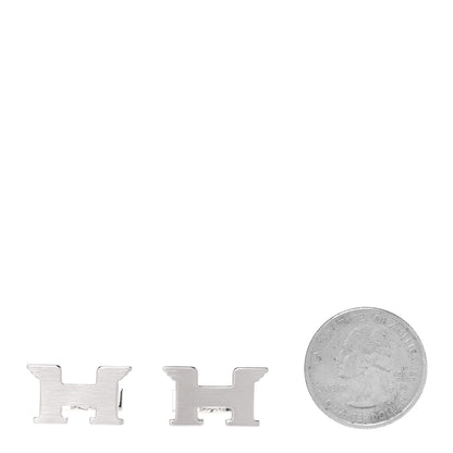 Hermes Brushed Palladium Pegase H Cufflinks Silver 4 of 12
