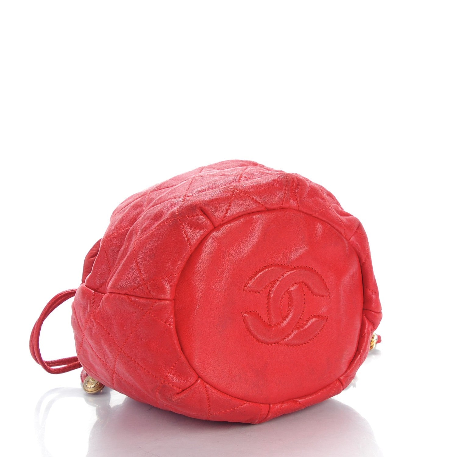 Chanel Lambskin Drawstring Pouch Bag Red 4 of 10