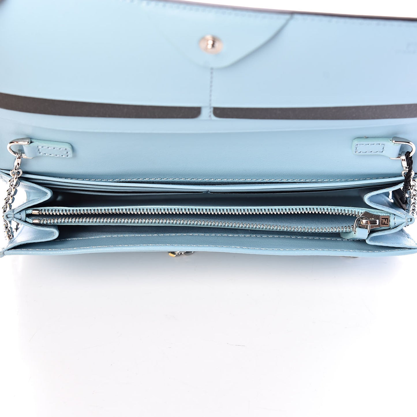 Vitello Century Lucido Hypnoteyes Studded Continental Wallet on Chain Turchese Pallido White Multicolor