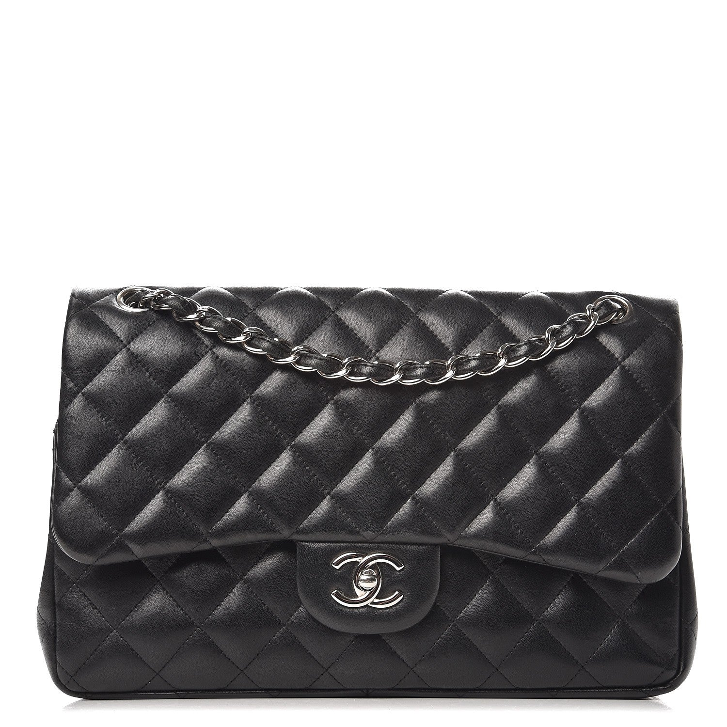 Chanel Lambskin Quilted Jumbo Double Flap Black 1 of 10
