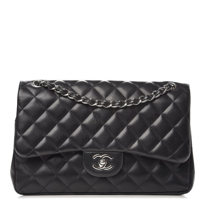 Chanel Lambskin Quilted Jumbo Double Flap Black 1 of 10