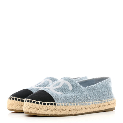 Chanel Fabric Grosgrain CC Espadrille 37 Blue Light Gray Black 3 of 14