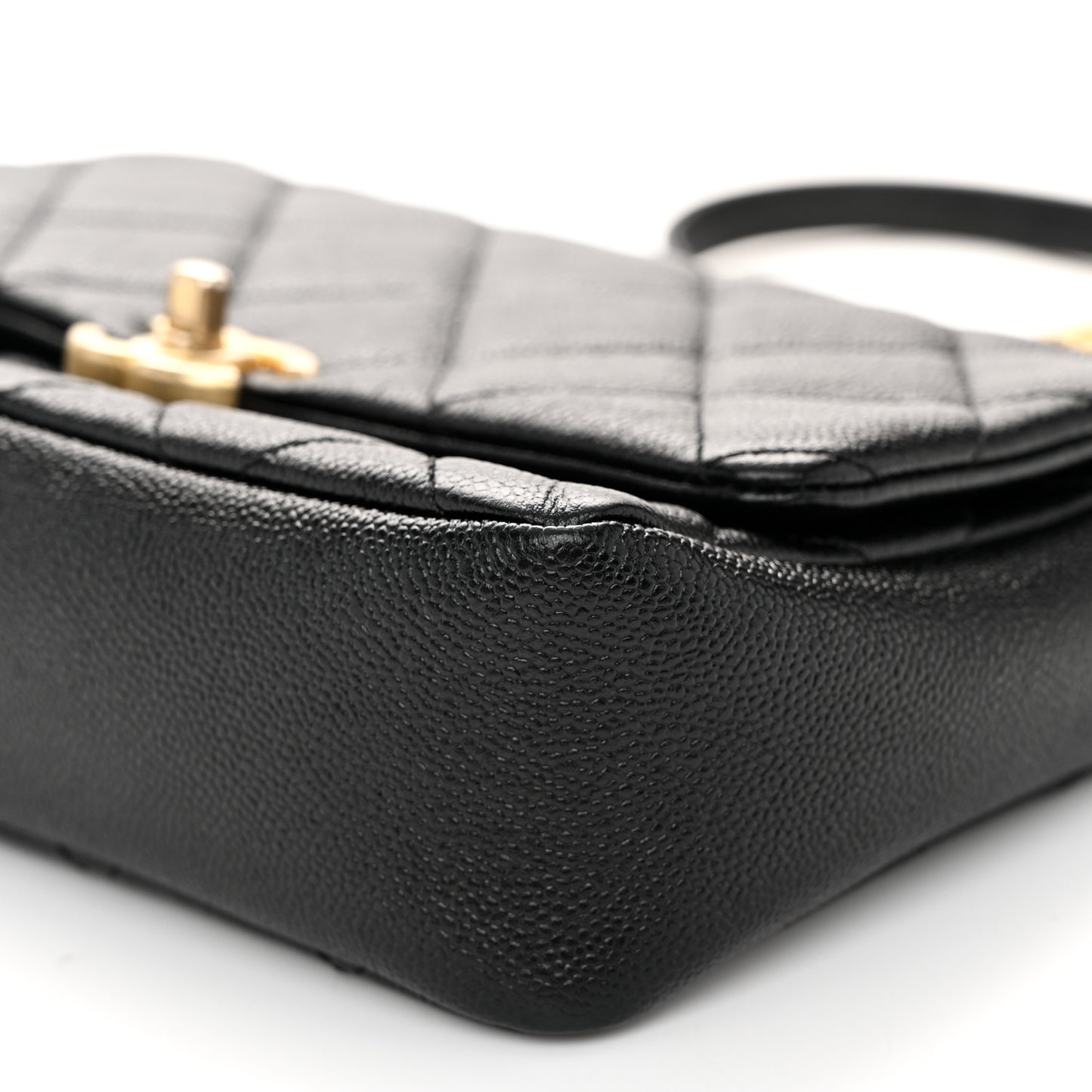 Shiny Caviar Quilted Small Chain Melody Flap Black