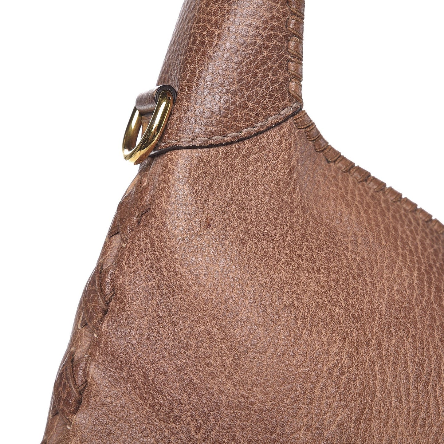 Pebbled Calfskin Large New Jackie Shoulder Bag Maple Brown