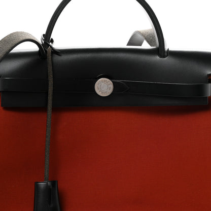 Hermes Toile Officier Vache Hunter Herbag Zip 31 PM Rouge H Black 9 of 12