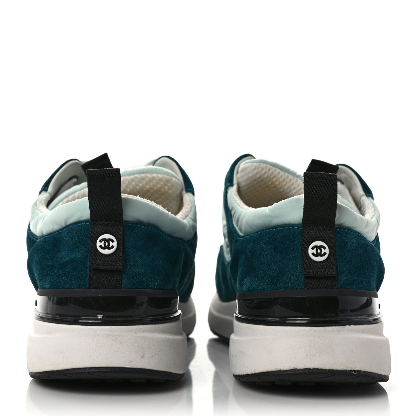 Nylon Suede Calfskin CC Sneakers 38 Green Light Green
