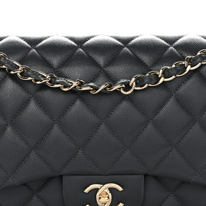 Chanel Caviar Quilted Jumbo Double Flap Dark Grey 8 of 11