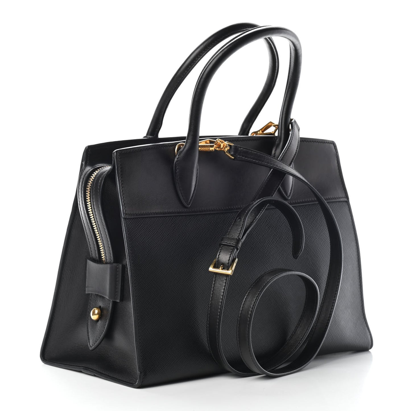 Saffiano City Calfskin Medium Esplanade Tote Black