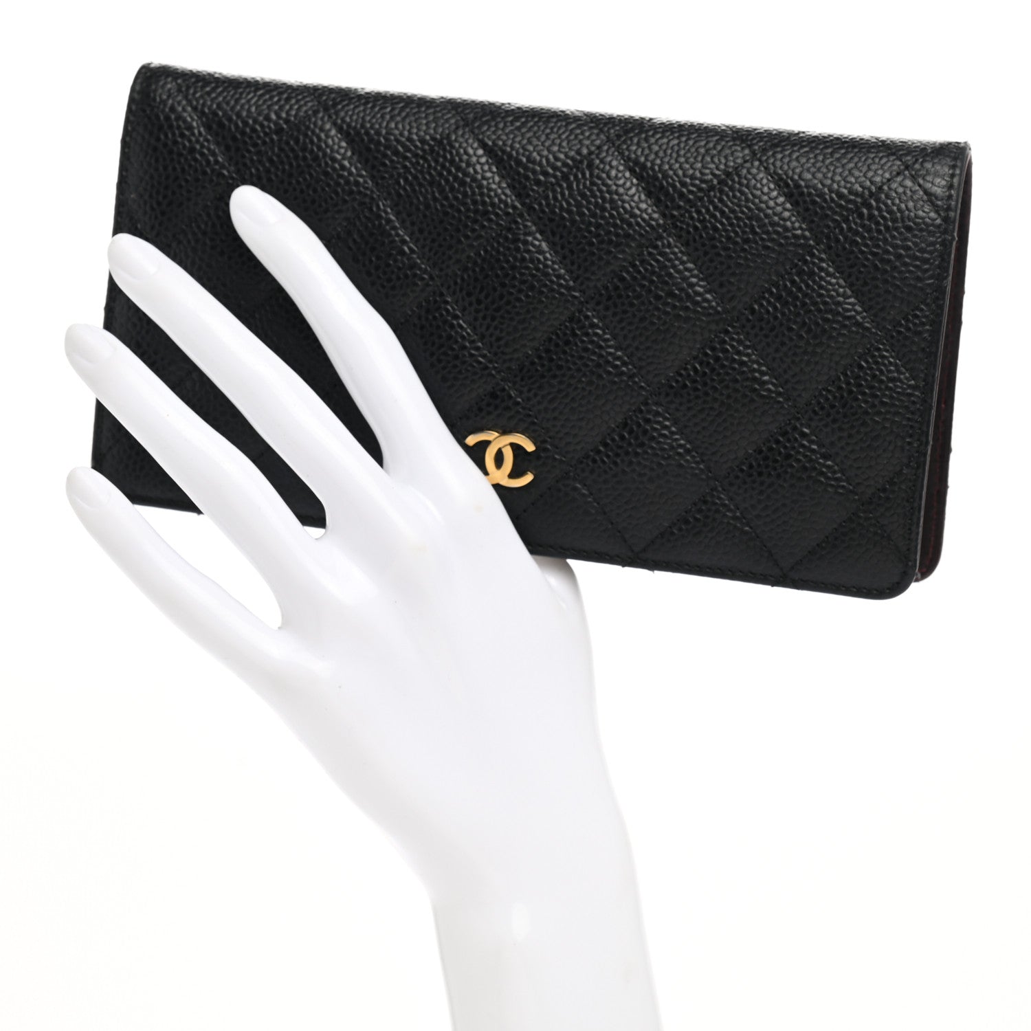 Chanel Caviar Quilted Yen Wallet Black 2 of 9
