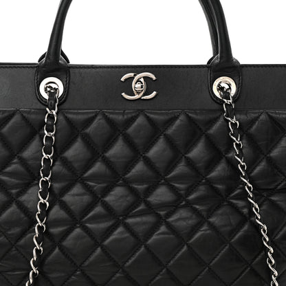 Chanel Aged Calfskin Quilted Be CC Tote Black 8 of 13