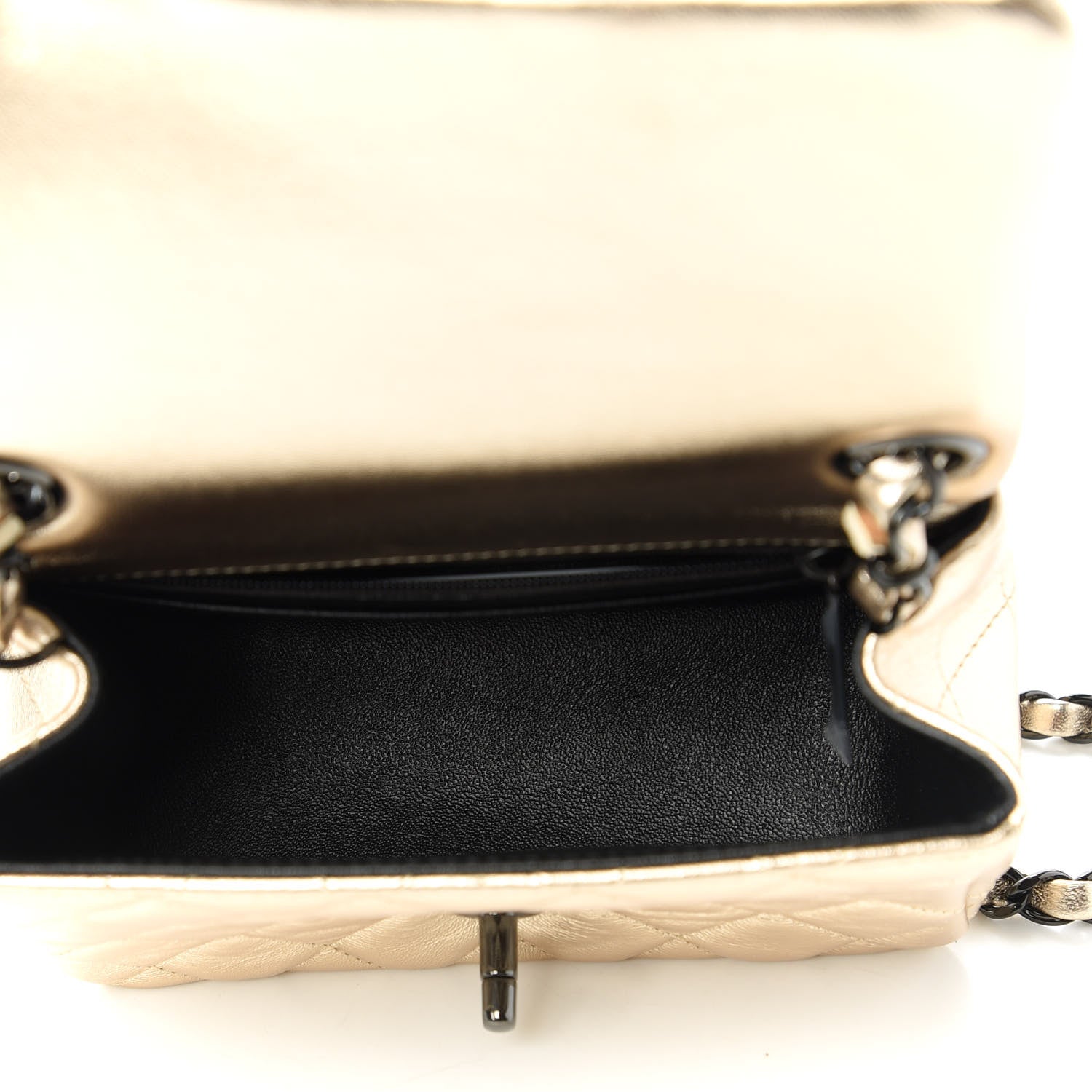 Chanel Metallic Lambskin Quilted Mini Square Flap Gold Black 5 of 11