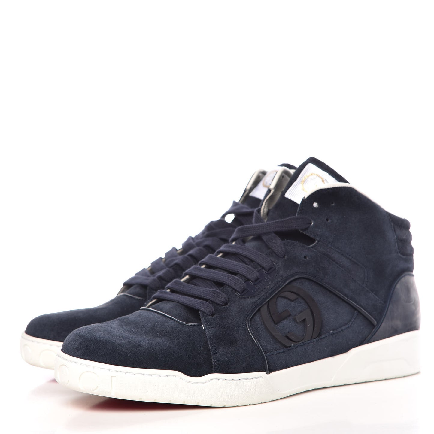 Suede Men's Interlocking G High Top Sneakers 10.5 Blue