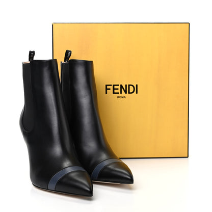 Fendi Vitello Colibri 85mm Ankle Booties 39.5 Black Antracite 10 of 10