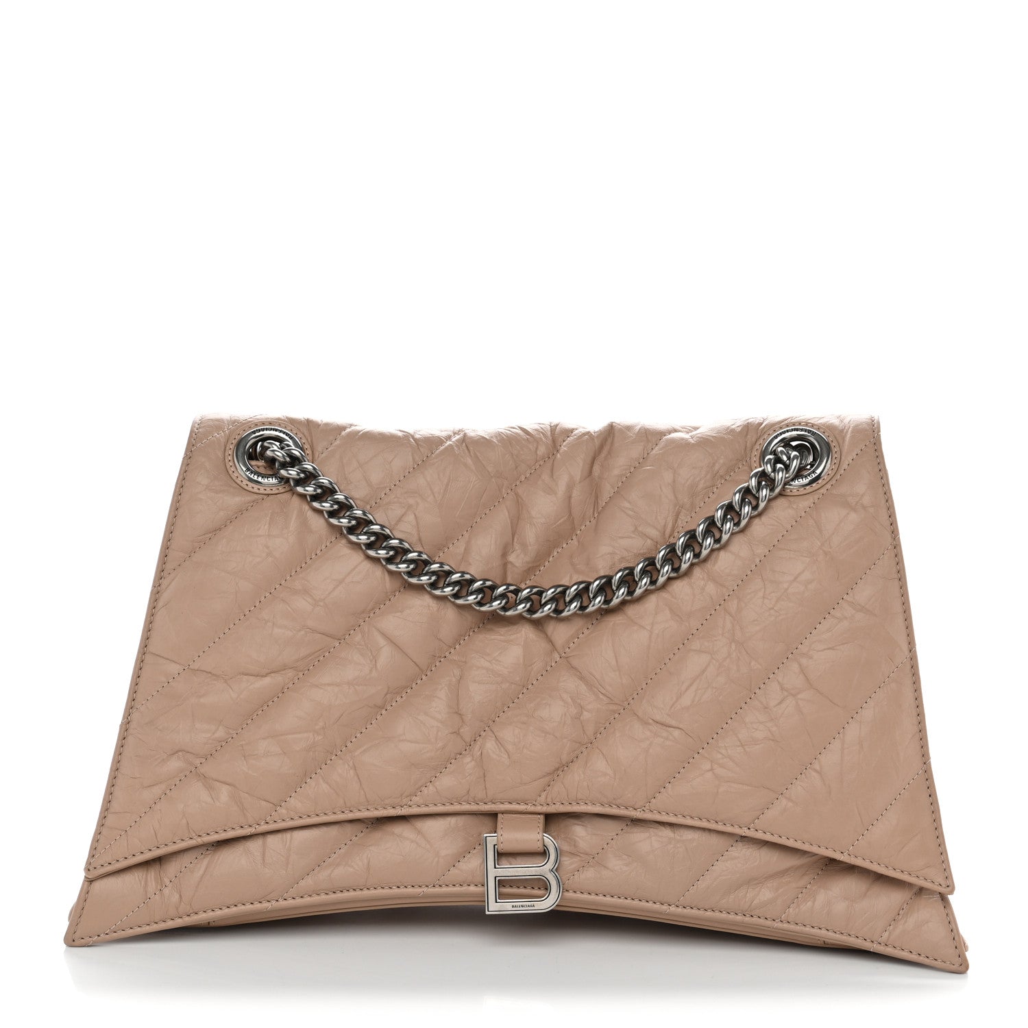 Balenciaga Crushed Calfskin Quilted Silver Hardware Large Crush Chain Bag Nude 1 of 9