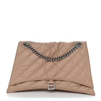 Balenciaga Crushed Calfskin Quilted Silver Hardware Large Crush Chain Bag Nude 1 of 9