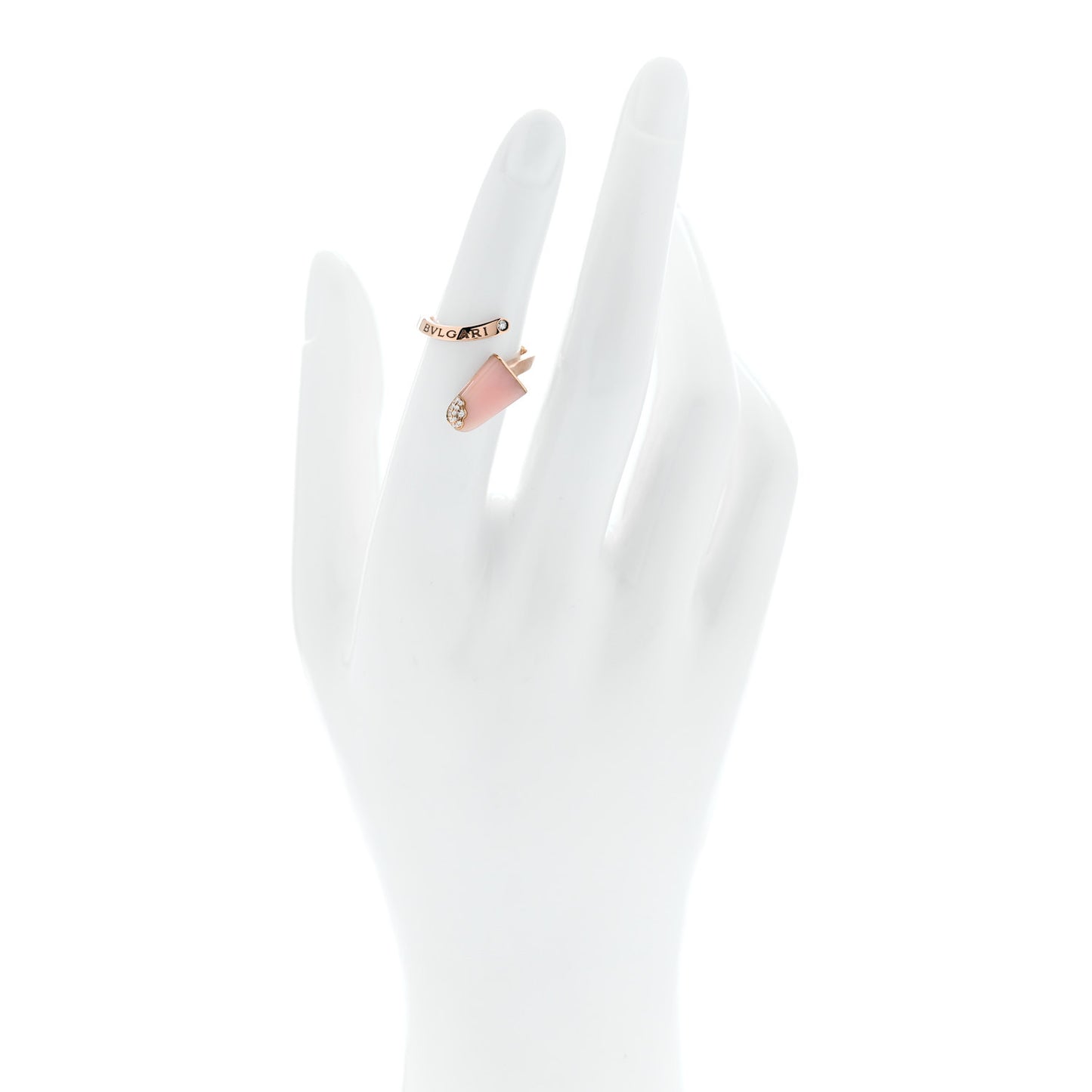 18K Rose Gold Diamond Pink Opal Gelati Ring 50 5.25