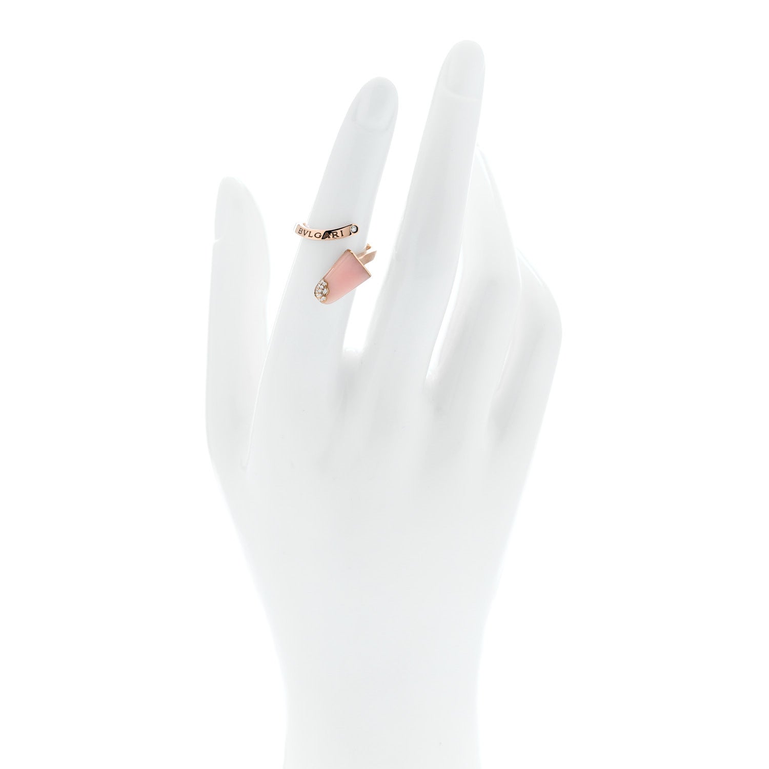 Bulgari 18K Rose Gold Diamond Pink Opal Gelati Ring 50 5.25 2 of 6