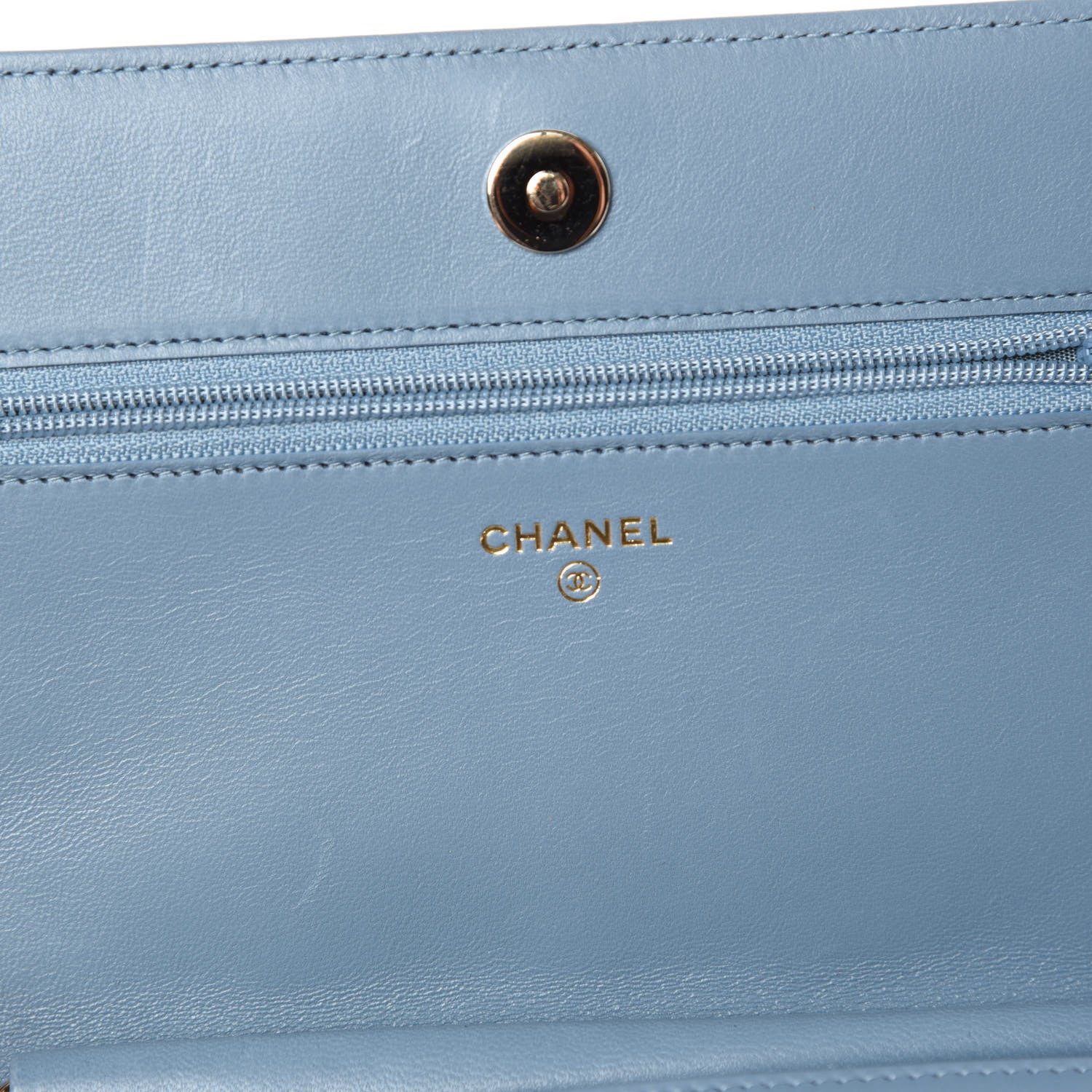 Chanel Lambskin Quilted Boy Wallet On Chain WOC Blue 6 of 14