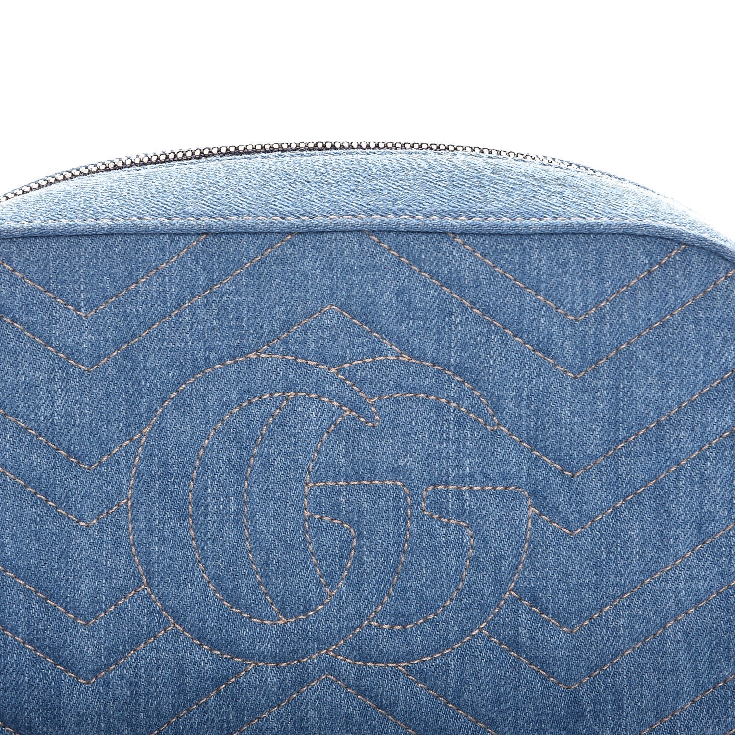 Gucci Denim Matelasse Small Pearly GG Marmont Chain Shoulder Bag Blue 8 of 8