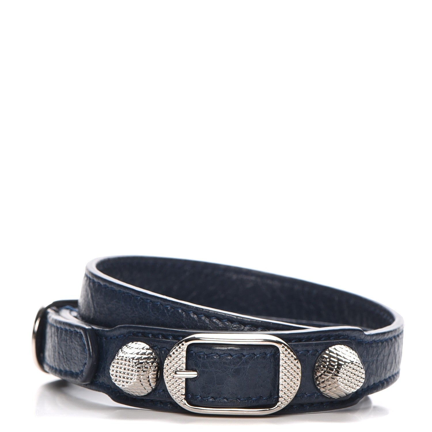 Balenciaga Agneau Arena Giant 12 Silver Hardware Triple Tour Bracelet S Bleu Obscur 1 of 16