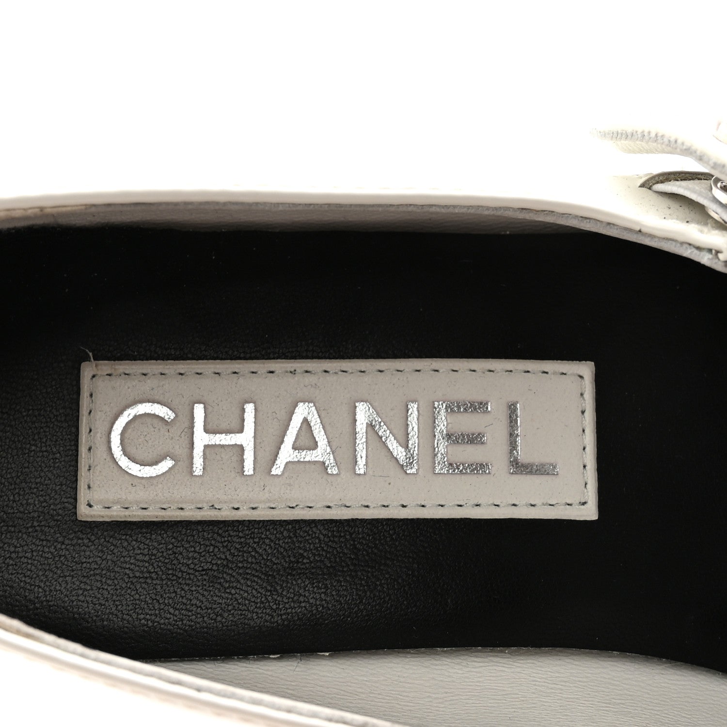 Chanel Calfskin Patent Mary Janes Flats 36.5 White Black 8 of 10