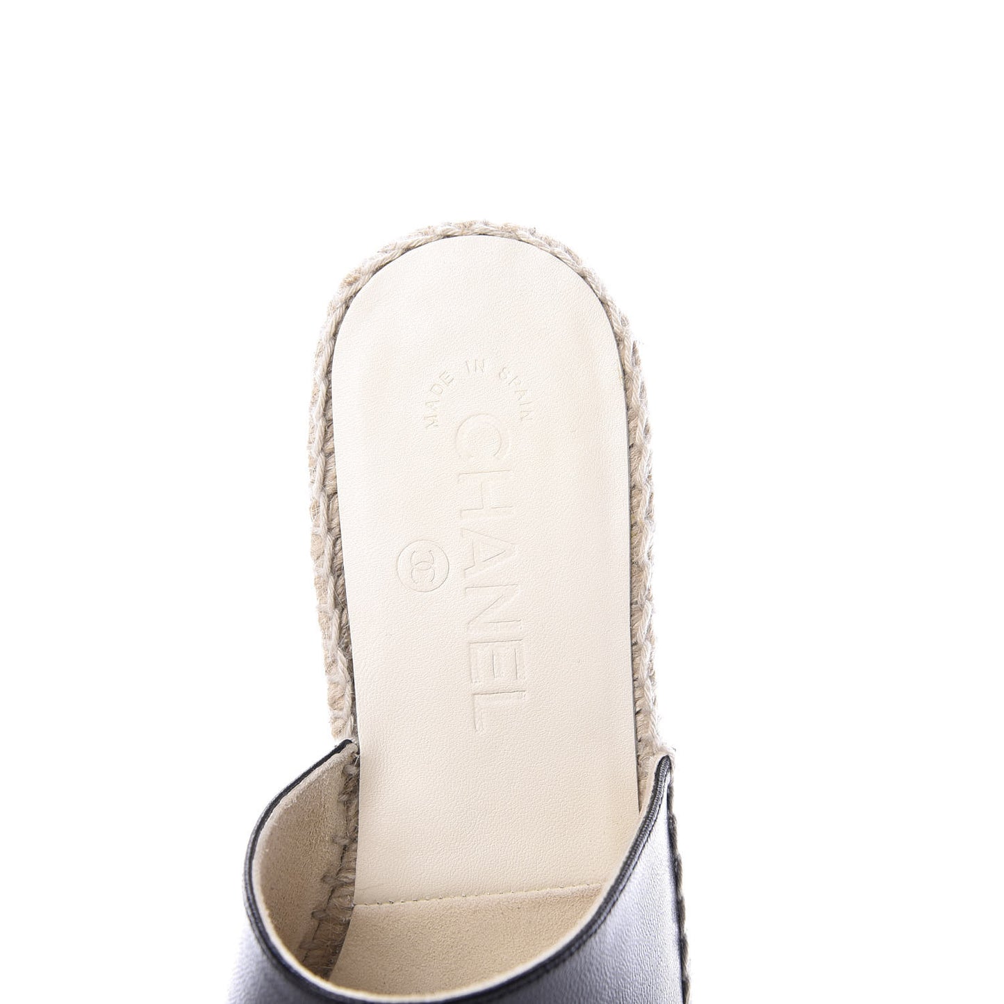 Goatskin Patent CC Espadrille Mules 37 Black