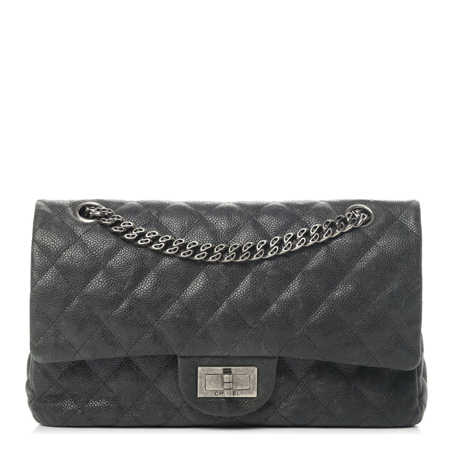 Washed Caviar Quilted 2.55 Reissue 225 Bijoux Chain Flap Black