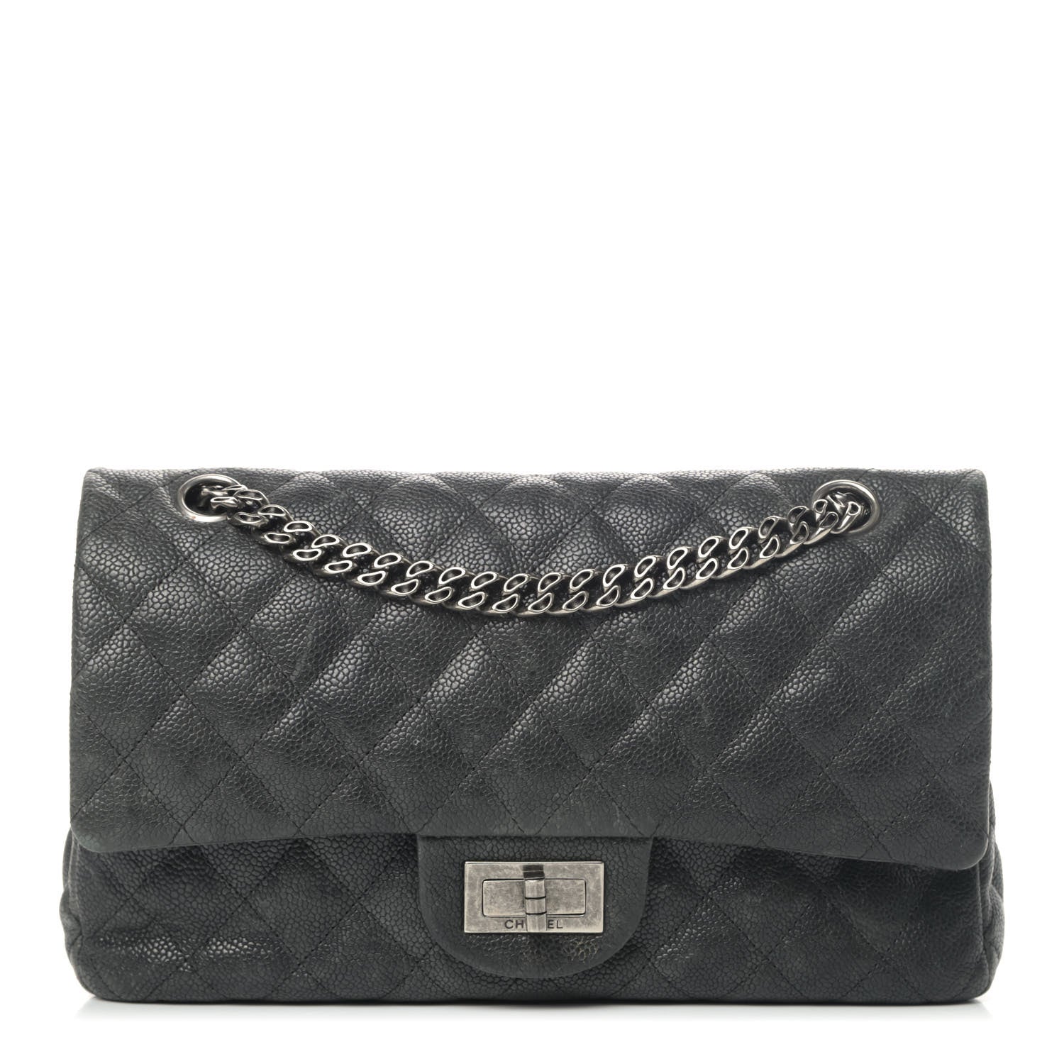 Chanel Washed Caviar Quilted 2.55 Reissue 225 Bijoux Chain Flap Black 1 of 7
