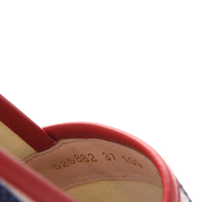 Gucci Canvas Sylvie Stripe Logo Womens Espadrilles 37 Mystic White Hibiscus Red Maritime 12 of 17