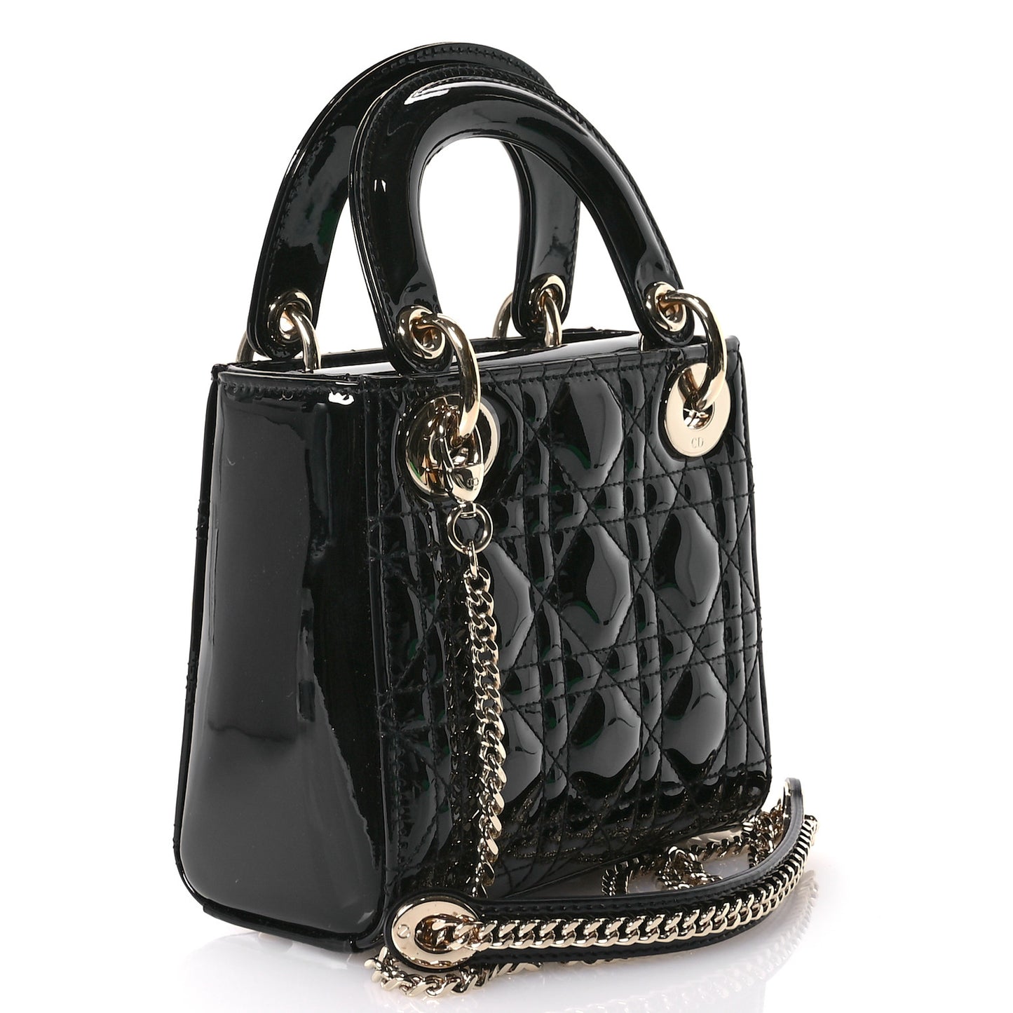 Patent Cannage Mini Lady Dior Black