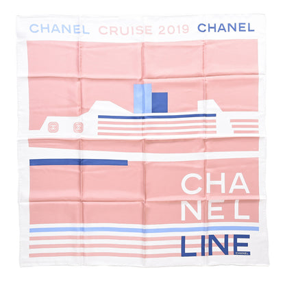 Chanel Silk Cruise Print CC Square Scarf Light Pink White 2 of 5