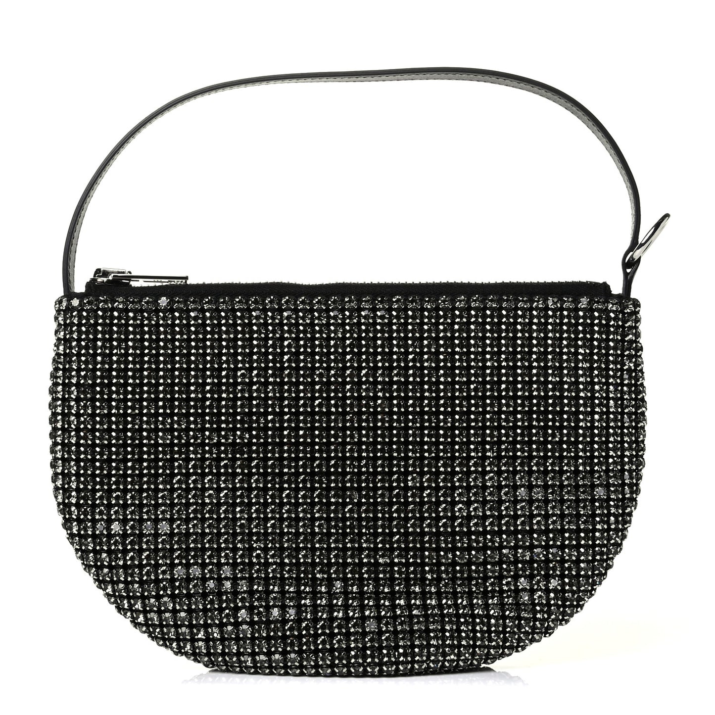 Mesh Crystal Wanglock Fortune Cookie Bag Black