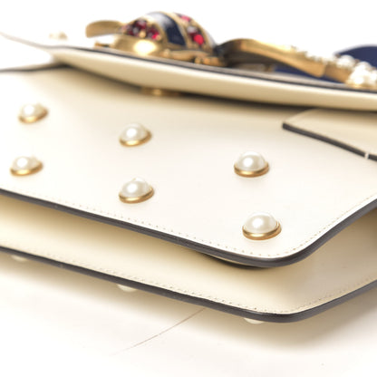 Gucci Nappa Pearl Studded Mini Queen Margaret Broadway Shoulder Bag Mystic White 5 of 9