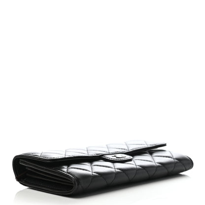 Chanel Lambskin Quilted Large Gusset Flap Wallet Black 4 of 7