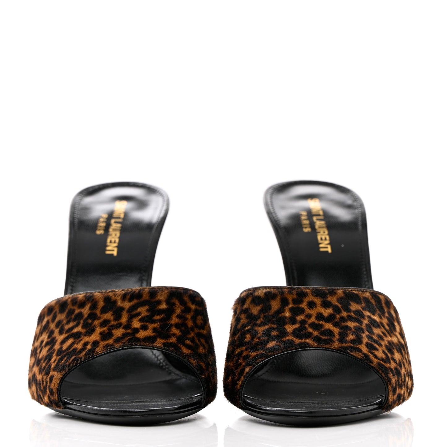 Pony Hair Leopard Print Sexy 95mm Pumps 38.5 Natural Black