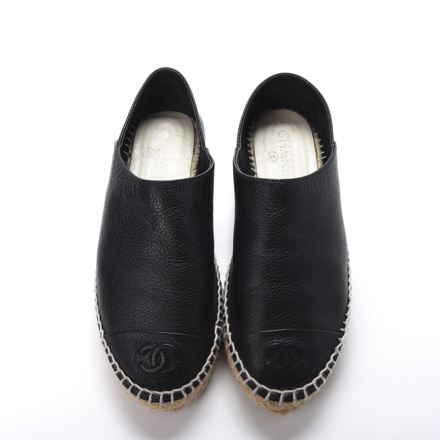 Grained Calfskin CC Espadrilles 37 Black