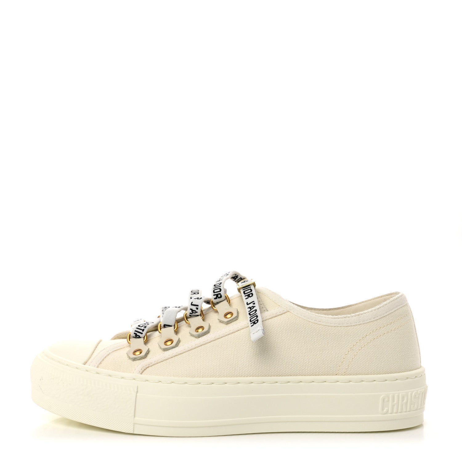 Christian Dior Canvas Dot Walk'N'Dior Low Top Sneakers 36 Milk 1 of 8