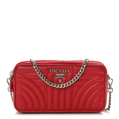 Prada Soft Calfskin Diagramme Double Zip Chain Crossbody Bag Rosso 1 of 9