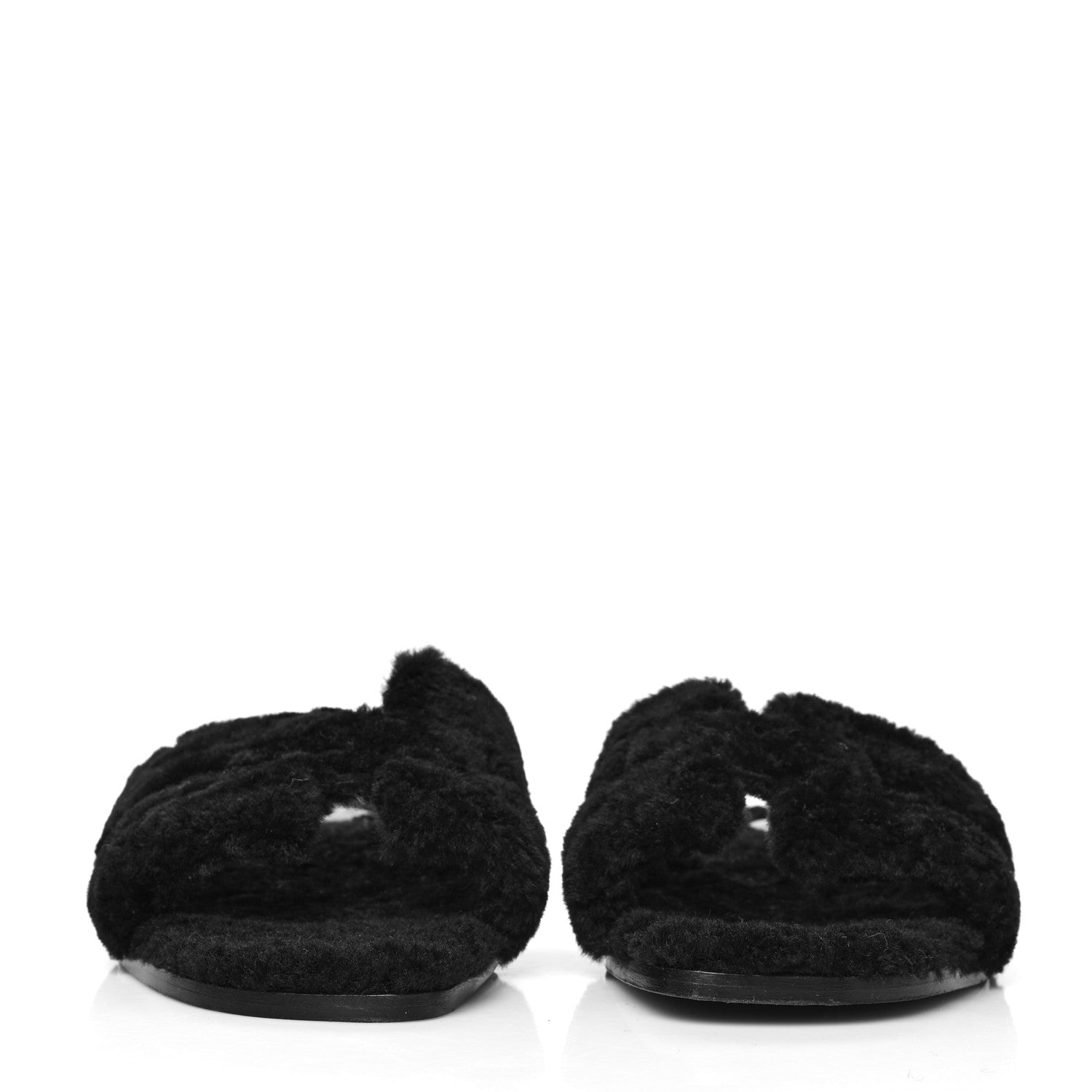 Hermes Woolskin Oran Sandals 42 Black 2 of 7
