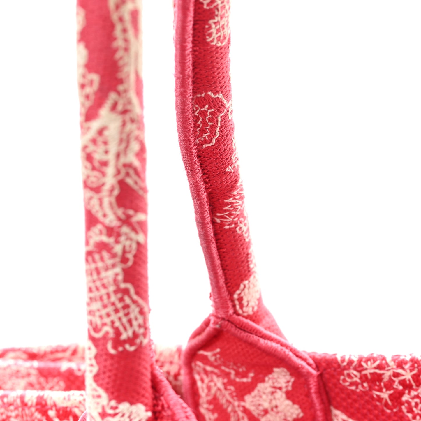 Canvas Embroidered Medium Dioriviera Toile De Jouy Book Tote Raspberry