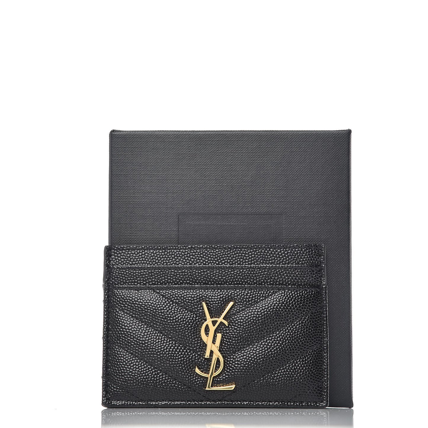 Grain De Poudre Matelasse Chevron Monogram Credit Card Case Black