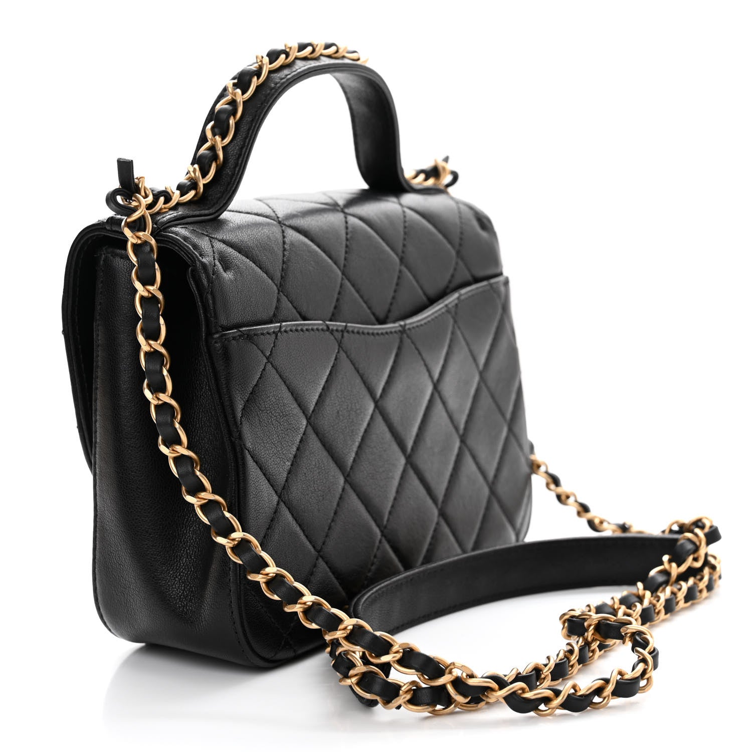 Chanel Lambskin Quilted Small Chain Infinity Top Handle Flap Black 3 of 14