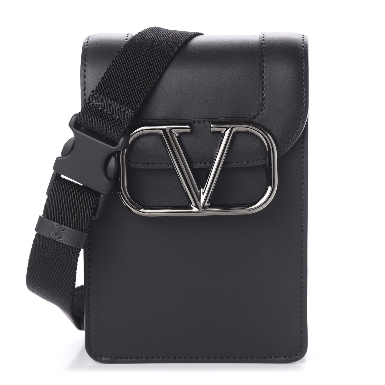 Valentino Garavani Smooth Calfskin Small VLogo Crossbody Bag Black 1 of 8