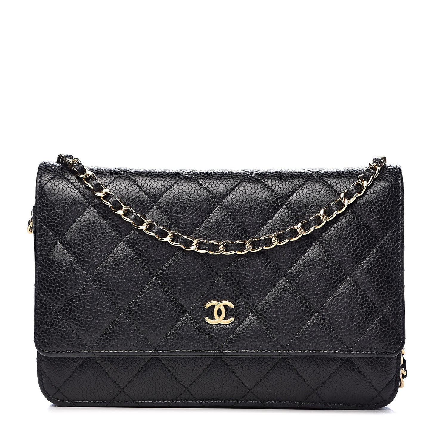 Caviar Quilted Wallet On Chain WOC Black