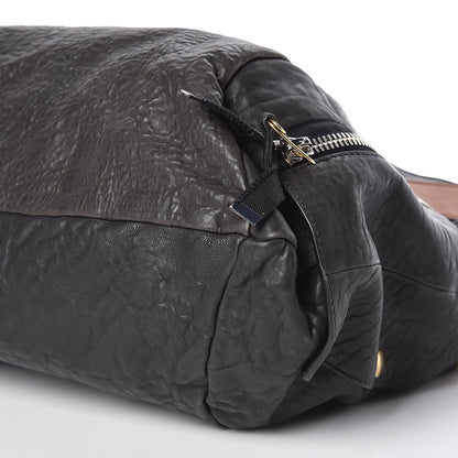Celine Shrunken Lambskin Zipper Gusset Shopper Black 6 of 10