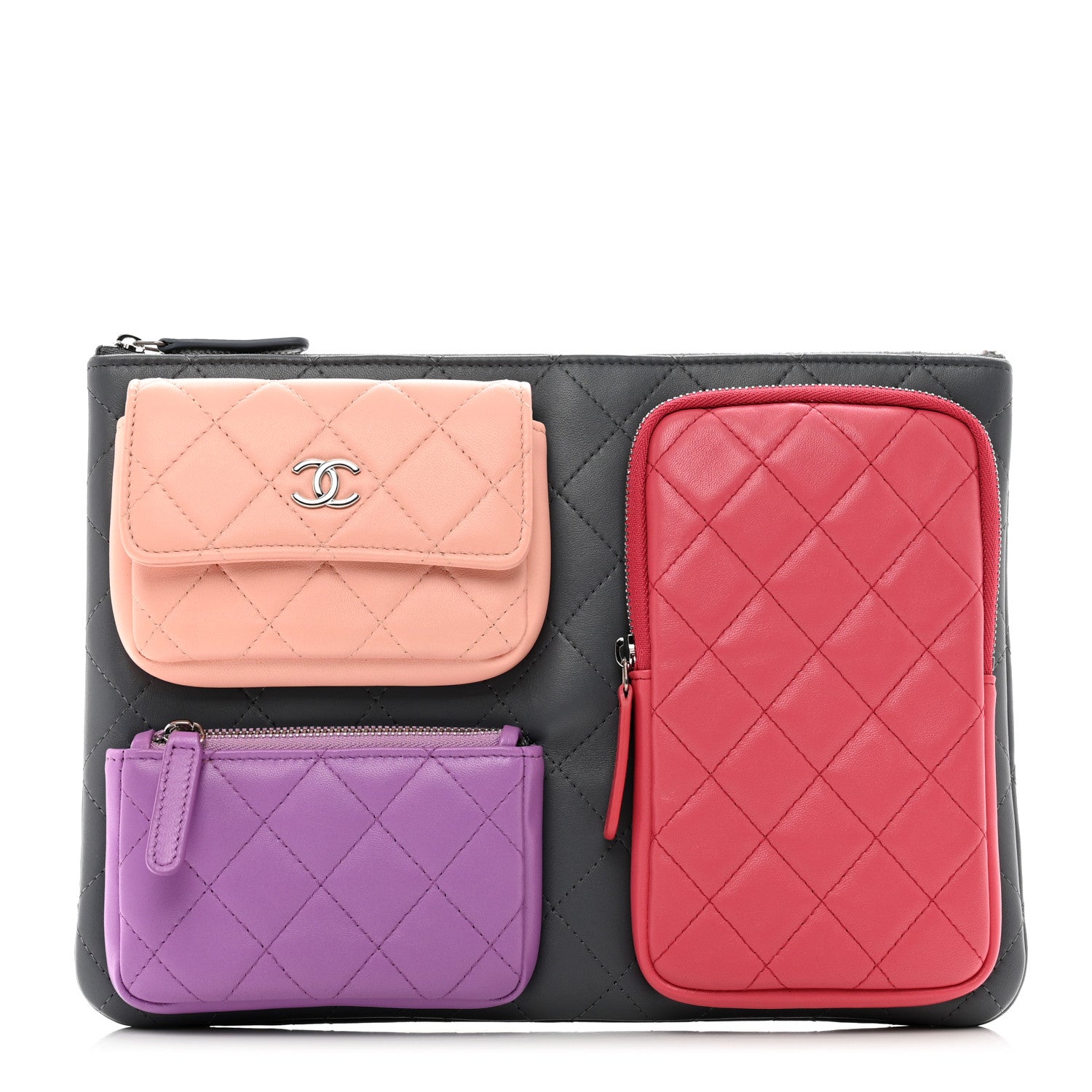 Chanel Lambskin Quilted Zipped Multi Pouch 1 of 8