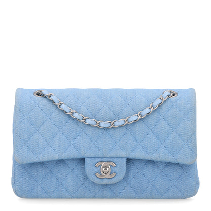 Chanel Denim Quilted Medium Double Flap Light Blue 1 of 10