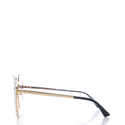 Gucci Metal Acetate Crystal Oversize GG0115S Sunglasses Gold 3 of 7