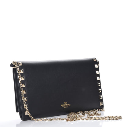 Valentino Garavani Vitello Small Rockstud Flap Wallet on Chain Black 4 of 10