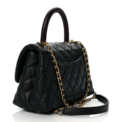 Chanel Caviar Lizard Embossed Quilted Mini Coco Handle Flap Black 3 of 10